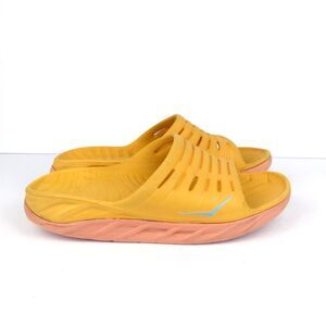 HOKA One One Ora Recovery Slide Sandals Womens 9 Mens 7  Yellow Coral Comfort